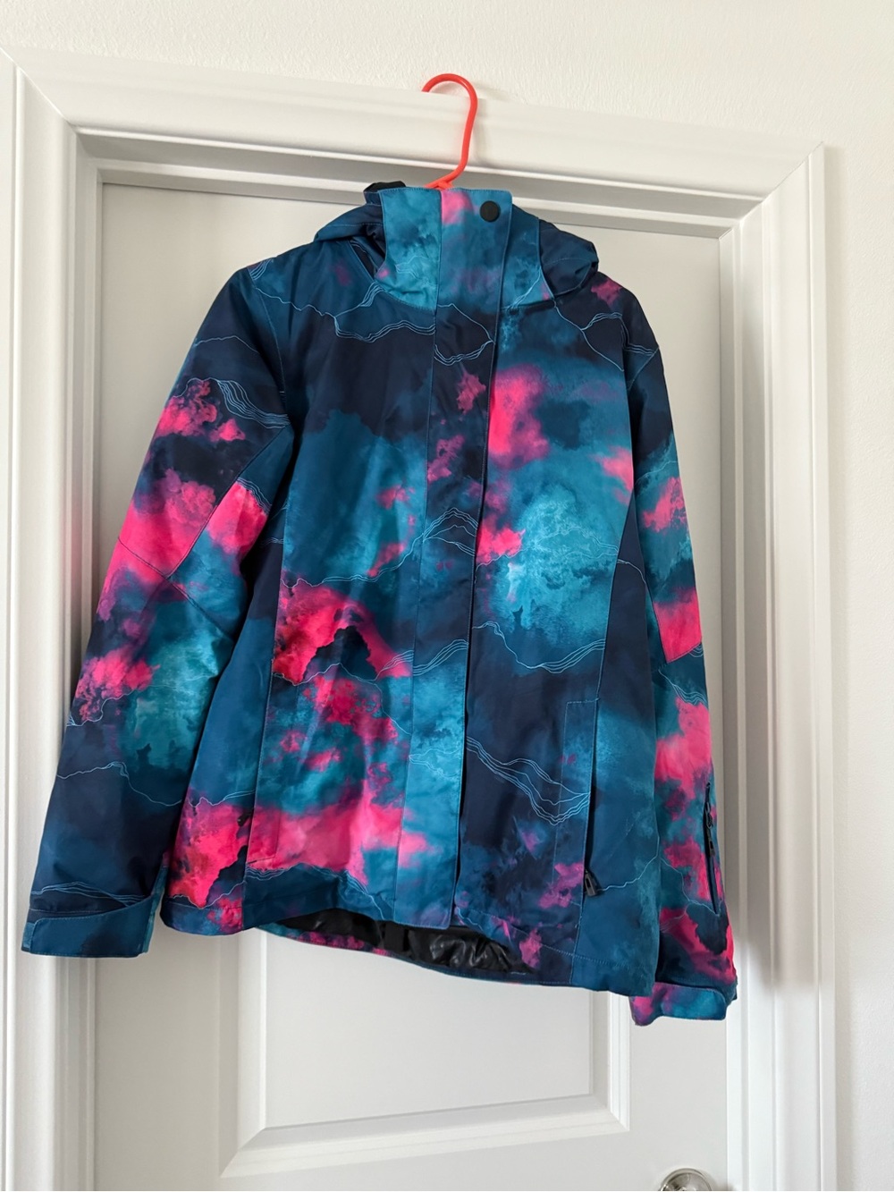 Women’s Blue & Pink Hooded Winter Jacket